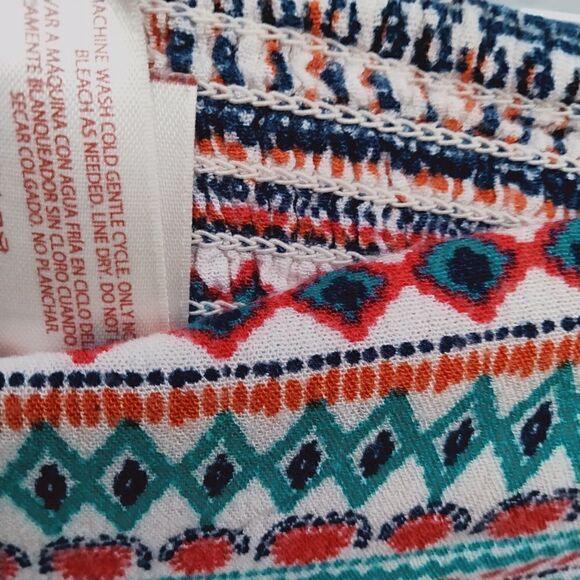 No Boundaries Wide Leg Printed Pants Size XS (1) Front String Tie Navy Red - Picture 5 of 7